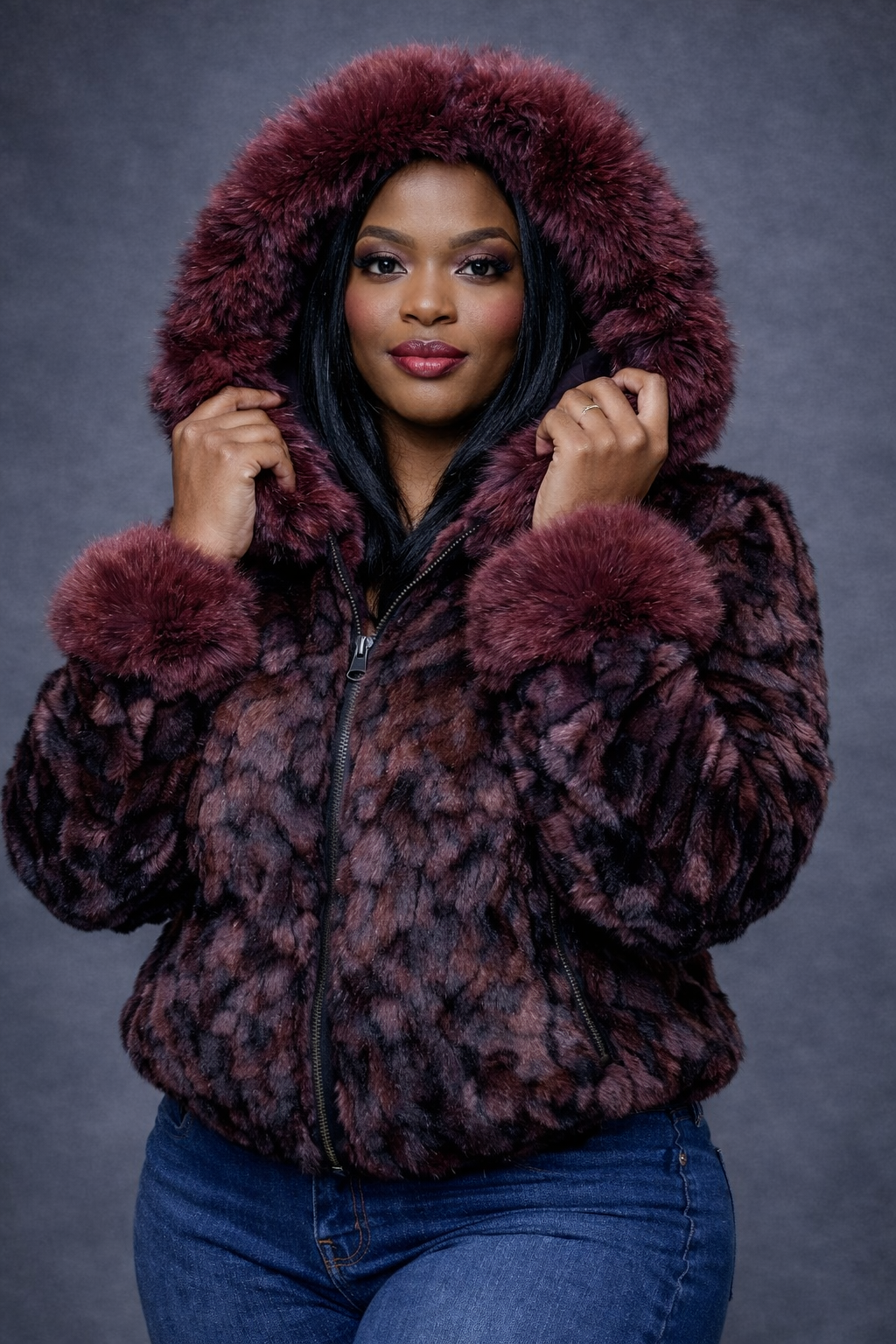 Dimond Mink with the real Fox Fur Training on the Hood and Sleeves