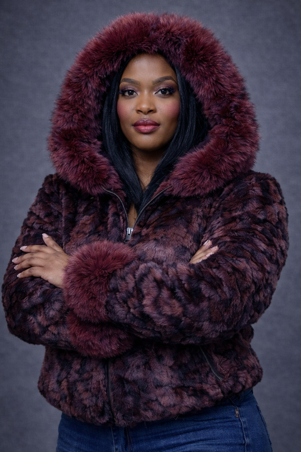 Dimond Mink with the real Fox Fur Training on the Hood and Sleeves