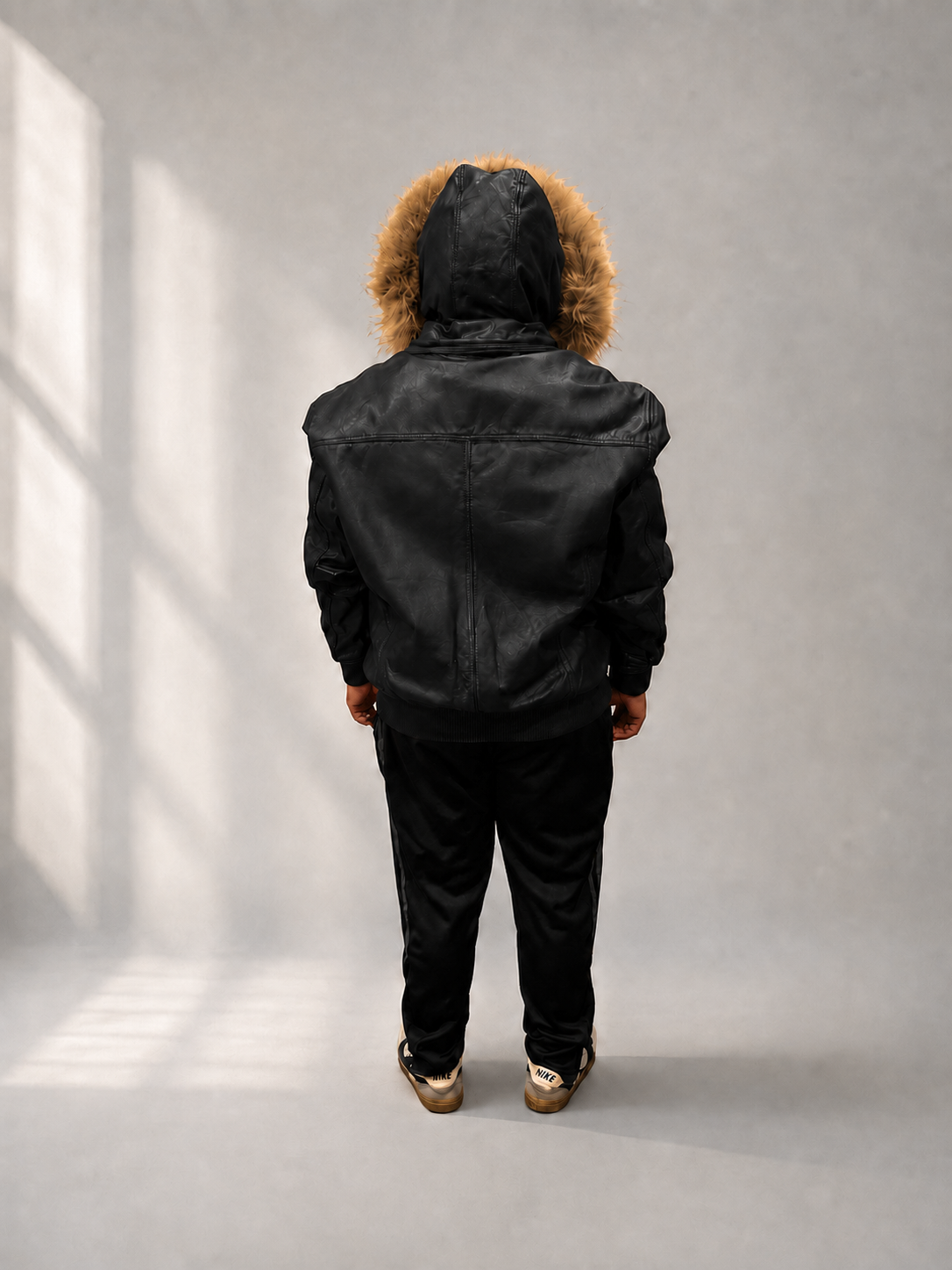 Men's Leather Jacket Bomber C [Black]