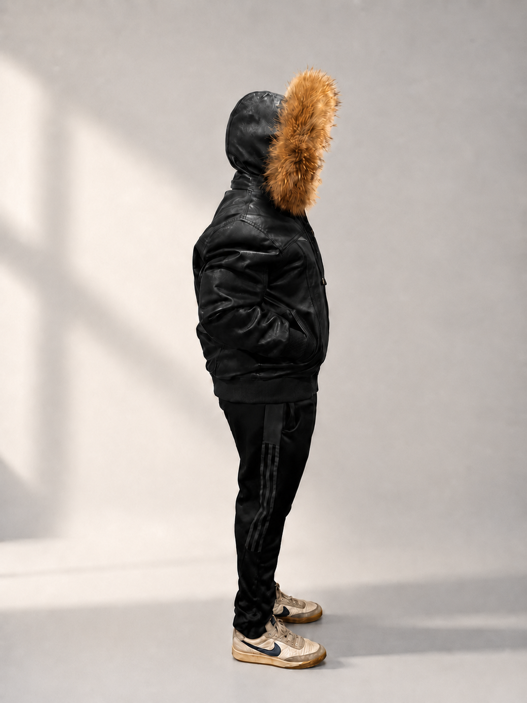 Men's Leather Jacket Bomber C [Black]