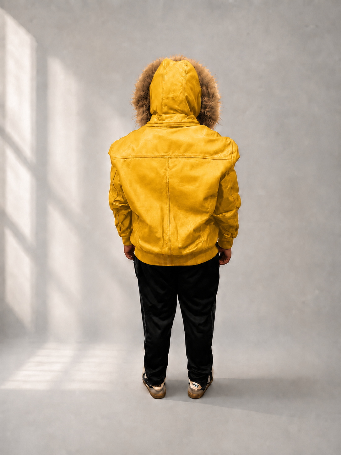 Men's Leather Jacket Bomber C [Yellow]