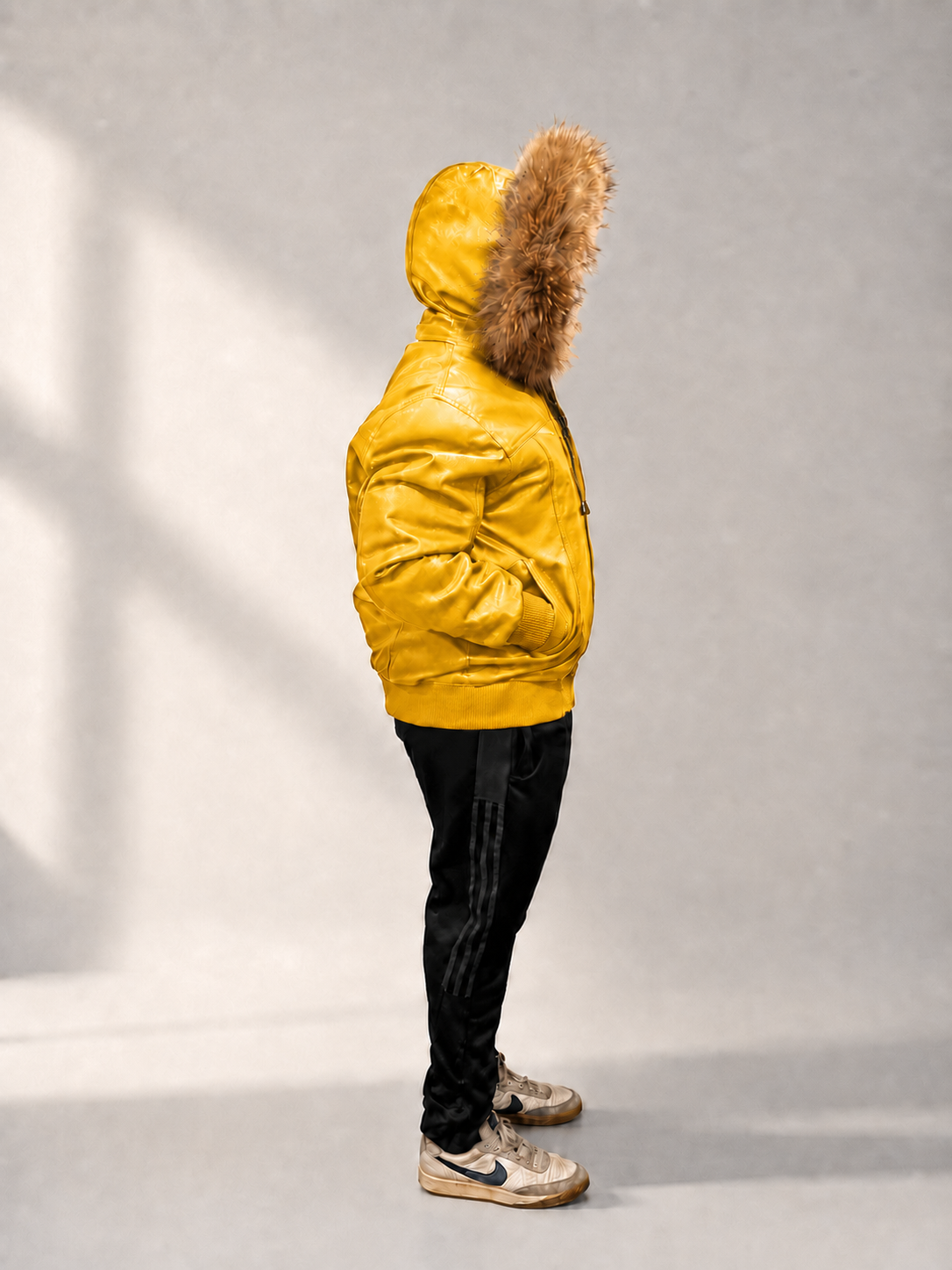 Men's Leather Jacket Bomber C [Yellow]