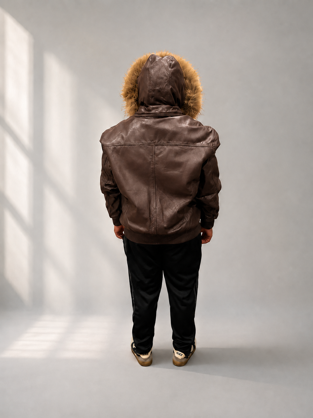 Men's Leather Jacket Bomber C [Brown]