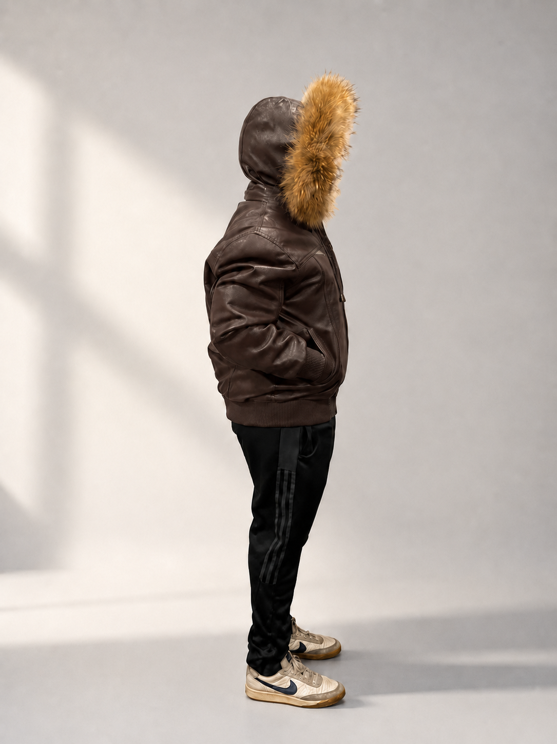 Men's Leather Jacket Bomber C [Brown]