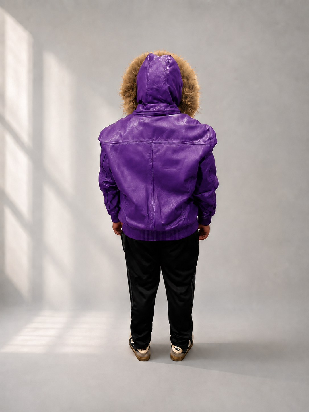 Men's Leather Jacket Bomber C [Purple]
