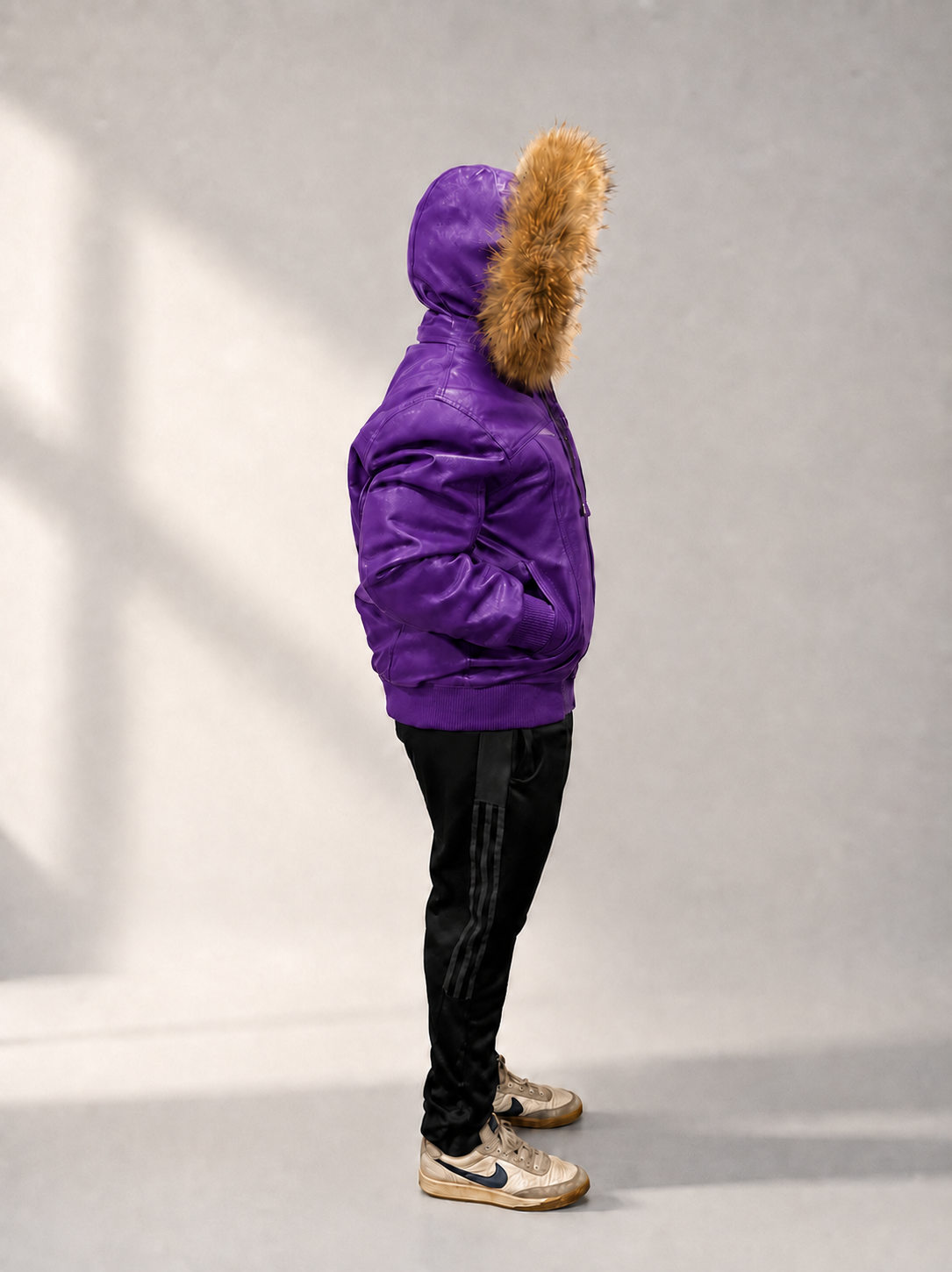 Men's Leather Jacket Bomber C [Purple]