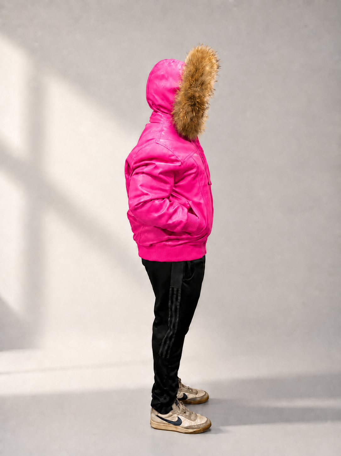 Men's Leather Jacket Bomber C [Pink]