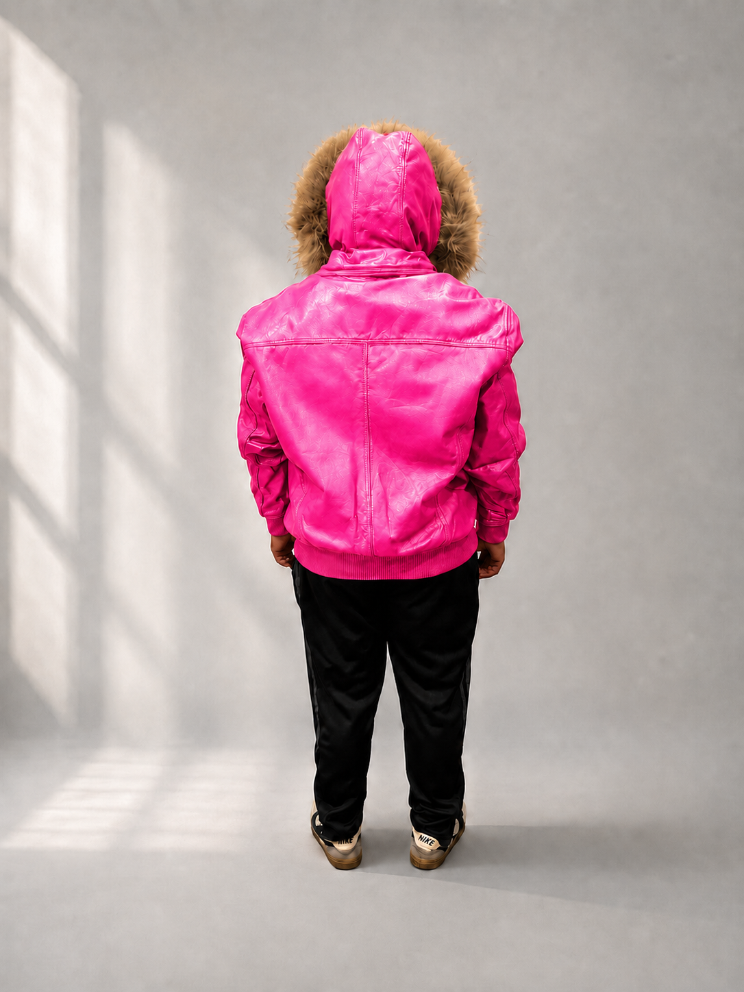 Men's Leather Jacket Bomber C [Pink]