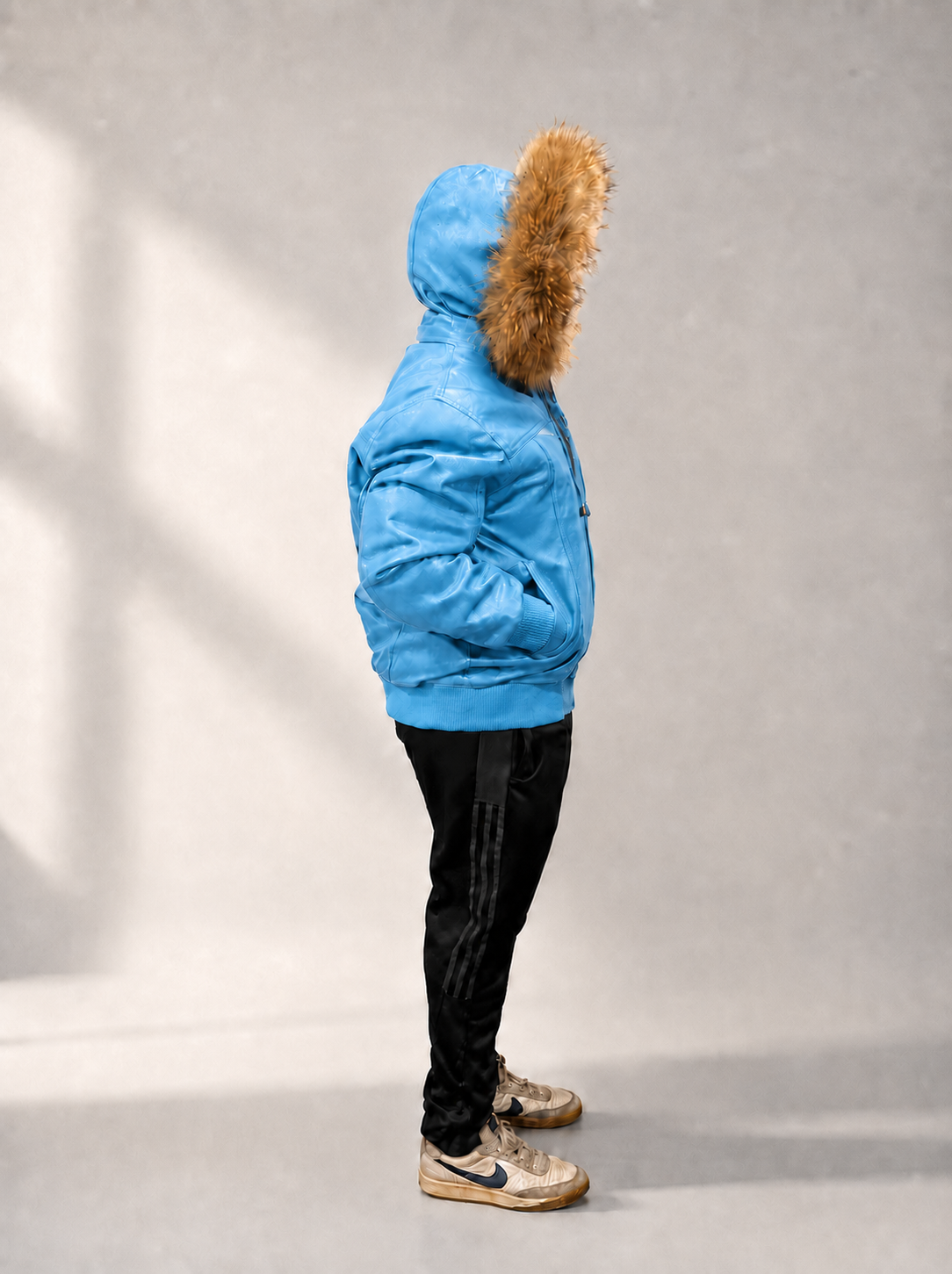 Men's Leather Jacket Bomber C [Blue]