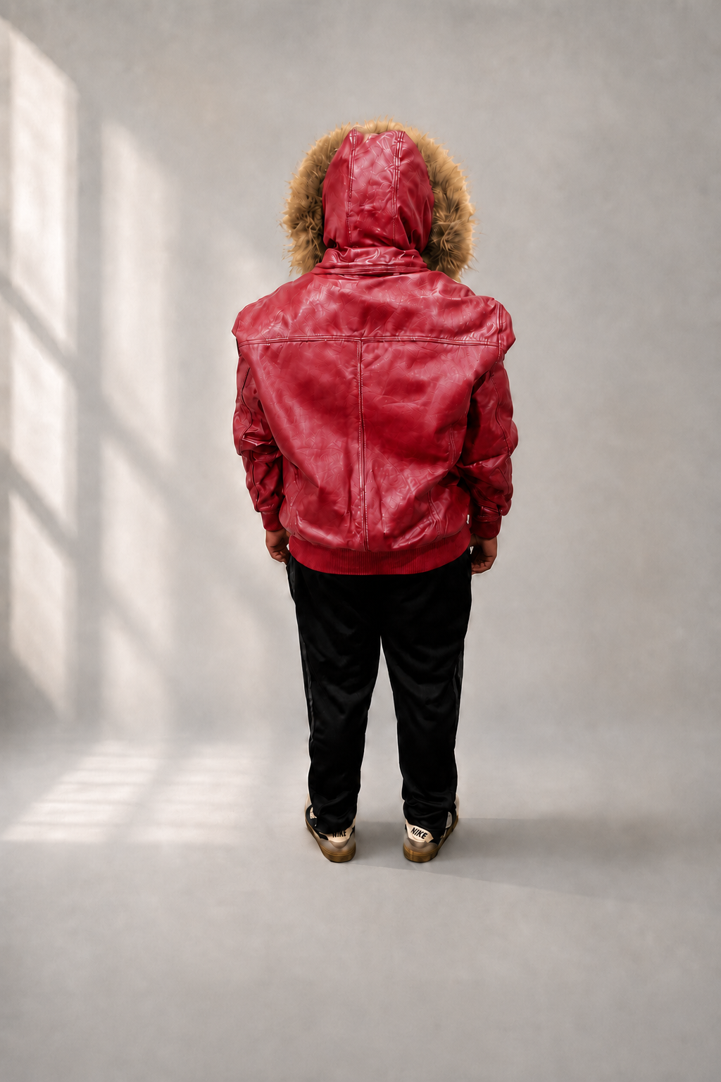 Men's Leather Jacket Bomber C [Red]