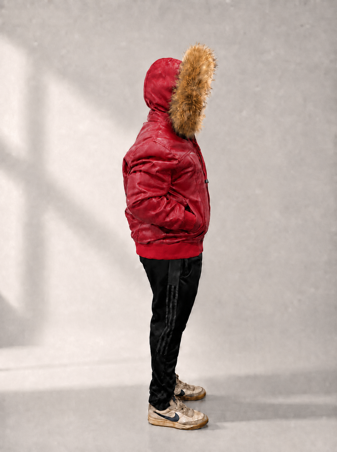 Men's Leather Jacket Bomber C [Red]