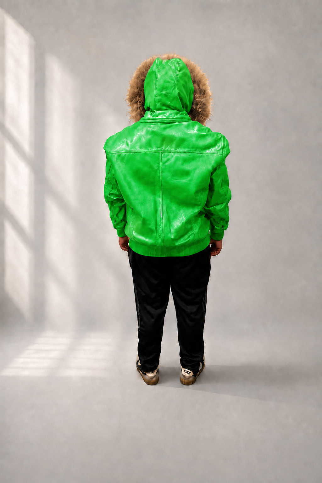 Men's Leather Jacket Bomber C [Green]