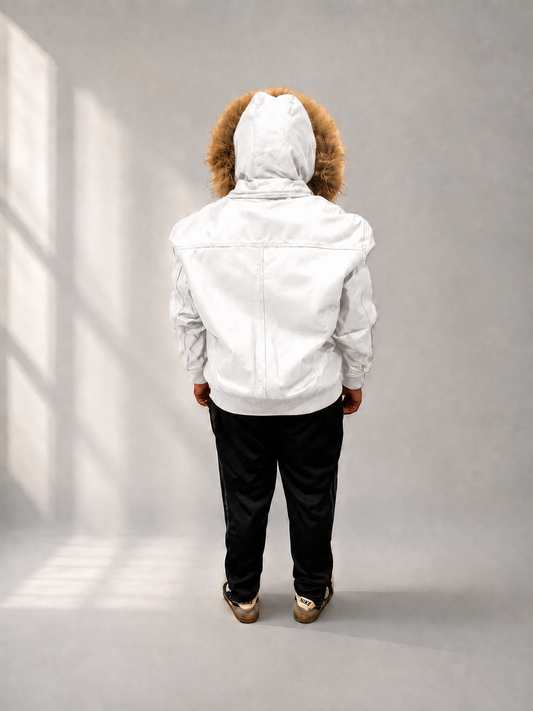 Men's Leather Jacket Bomber C [White]