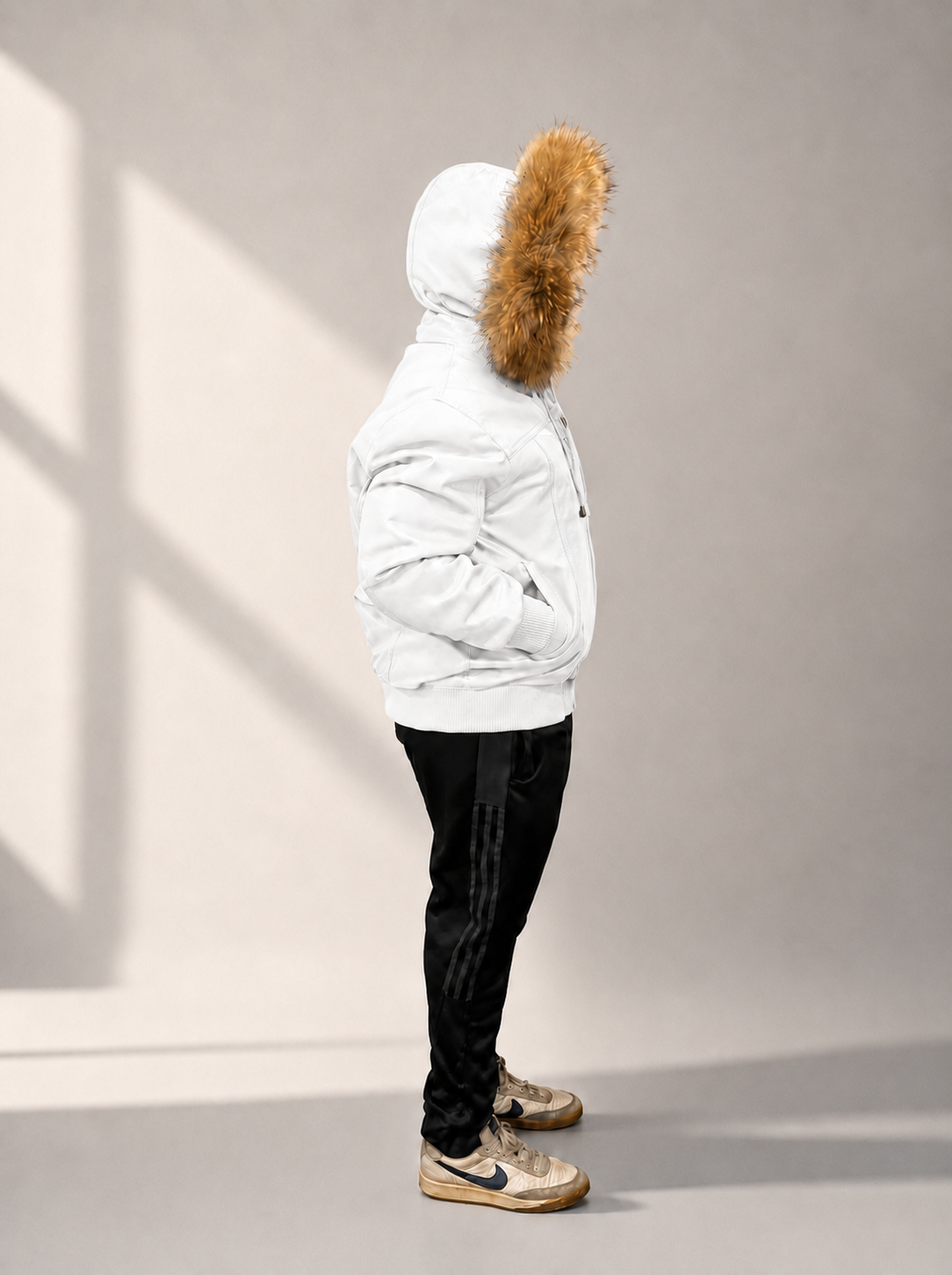 Men's Leather Jacket Bomber C [White]