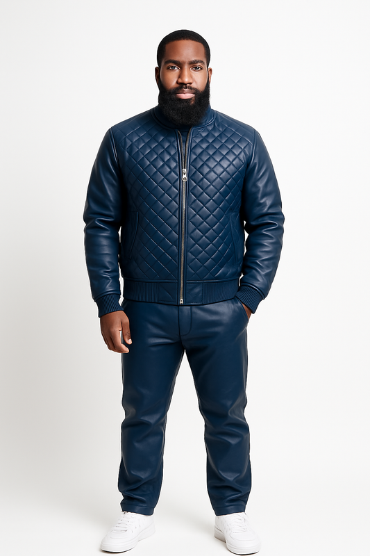 Men's Lucas Jacket & Leather Jean Pants [Navy]