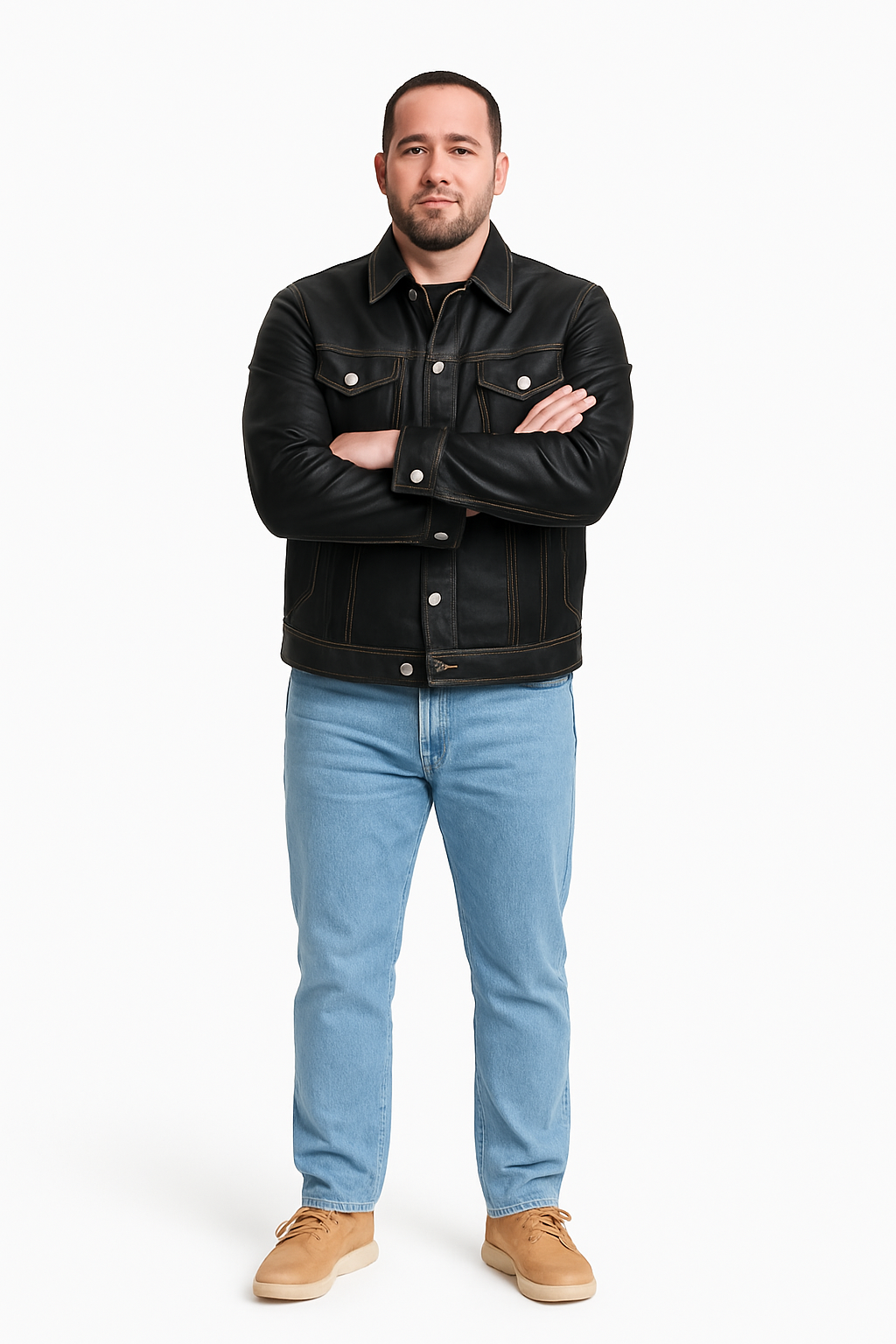 Men's Dylan Jacket Leather [Black/White]