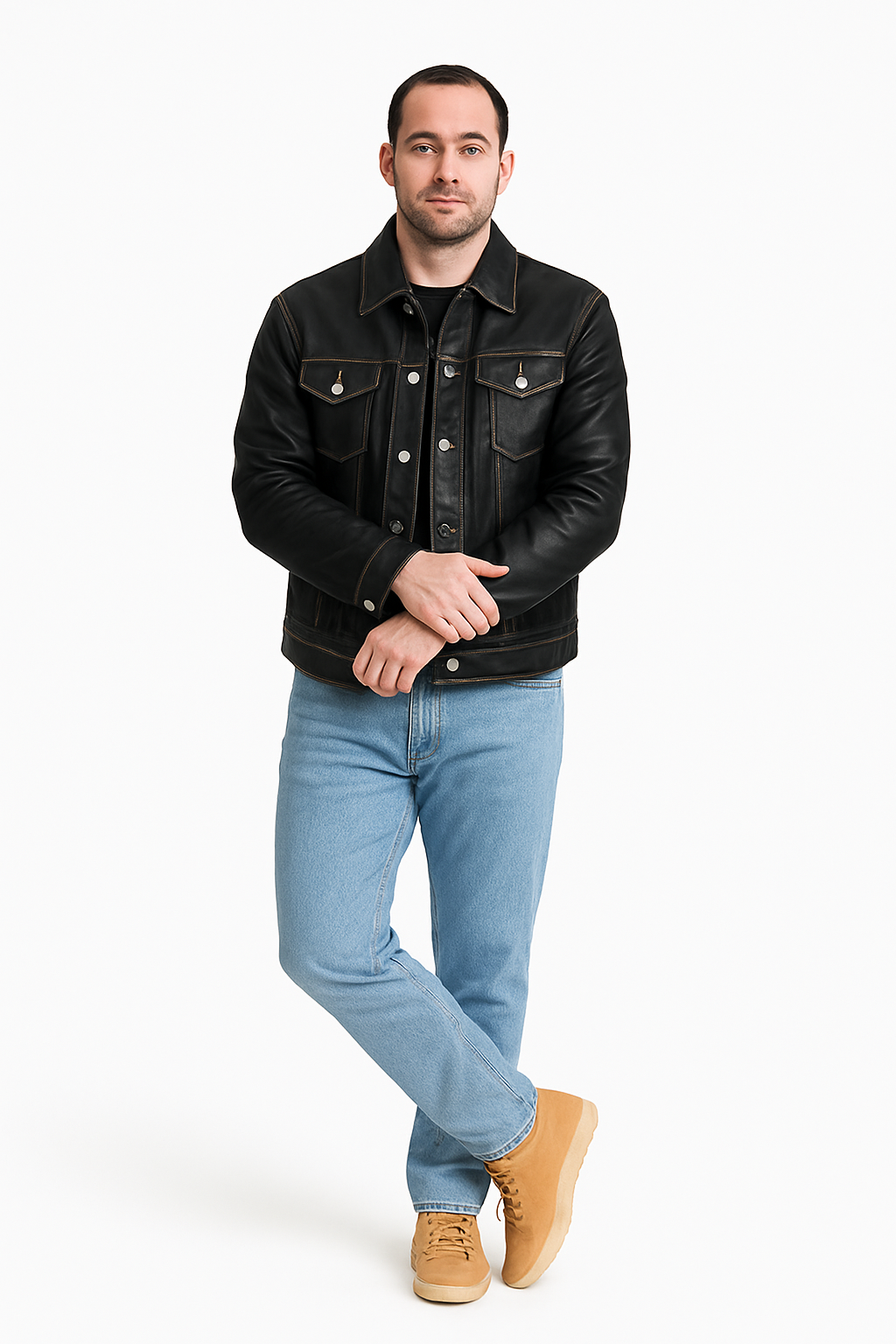Men's Dylan Jacket Leather [Black/White]