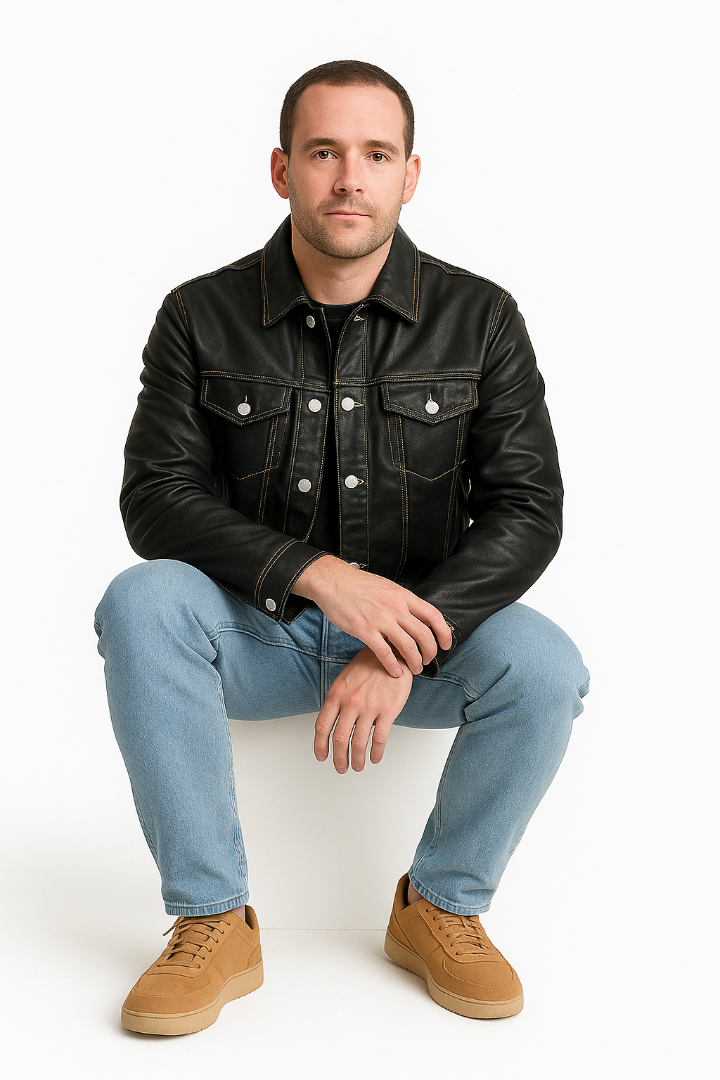 Men's Dylan Jacket Leather [Black/White]