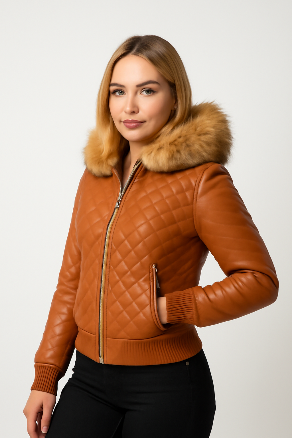 Women's Lucas Jacket With Premium Fox Fur Hood [Crystal]