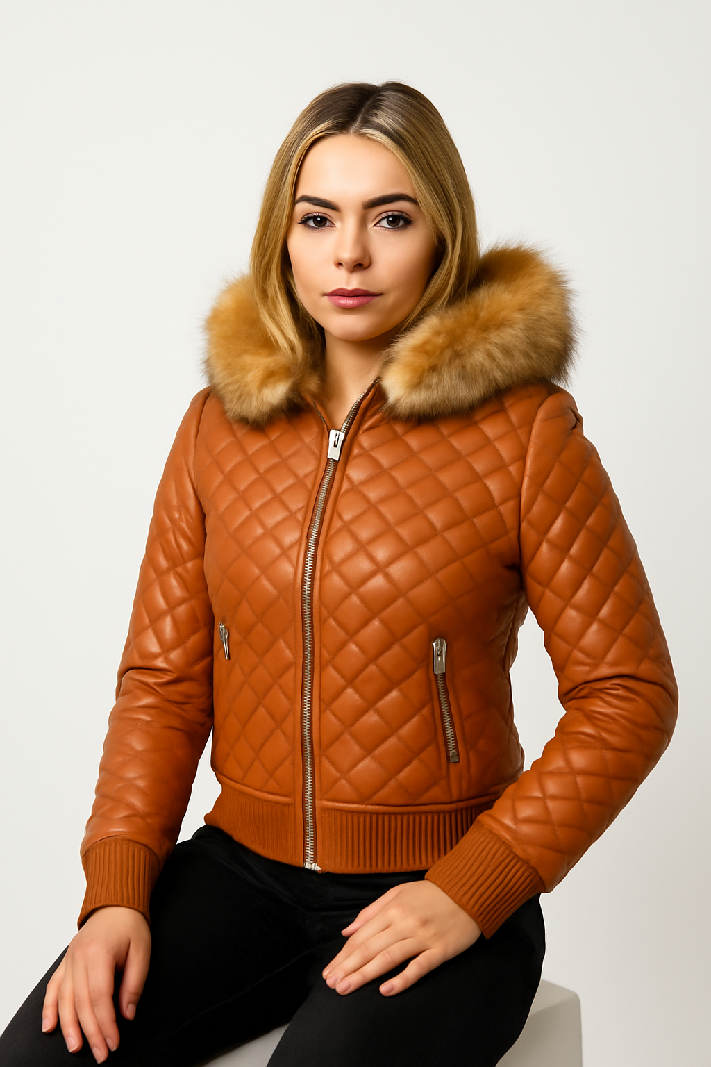 Women's Lucas Jacket With Premium Fox Fur Hood [Crystal]