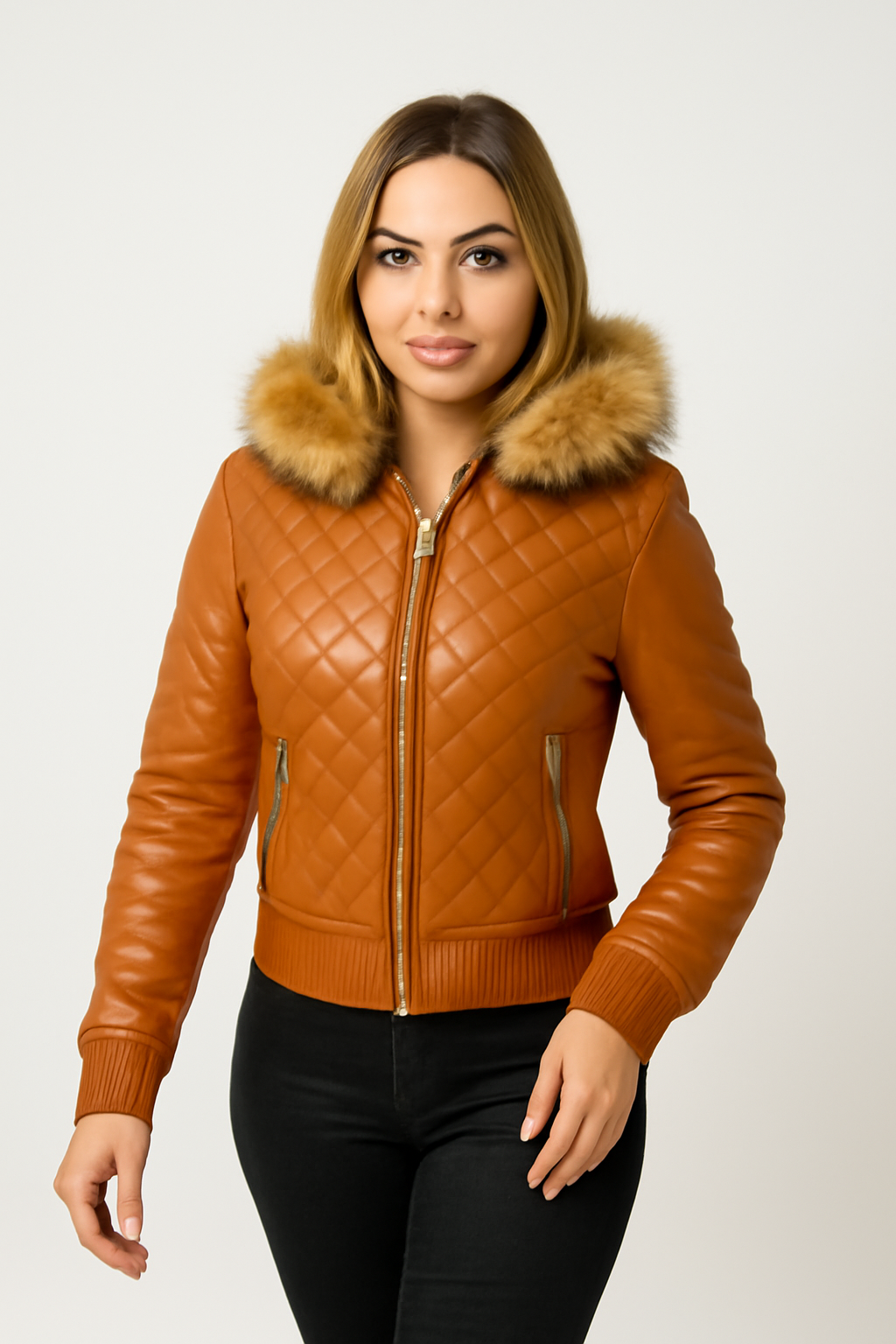 Women's Lucas Jacket With Premium Fox Fur Hood [Crystal]