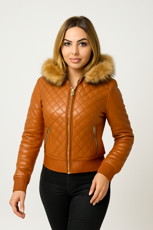 Women's Lucas Jacket With Premium Fox Fur Hood [Crystal]