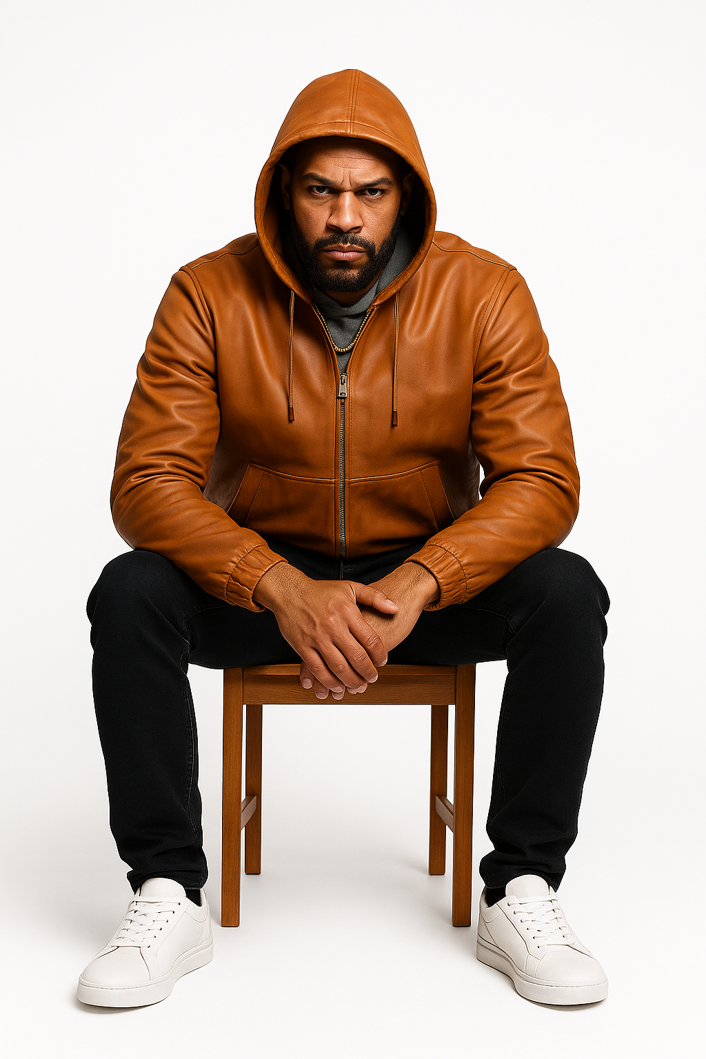 Men's Leather Hoodie [Caramel Crunch]