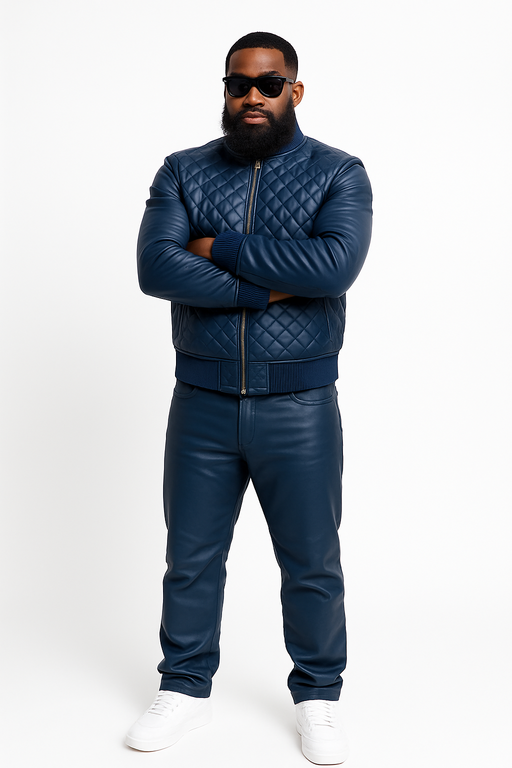 Men's Lucas Jacket & Leather Jean Pants [Navy]