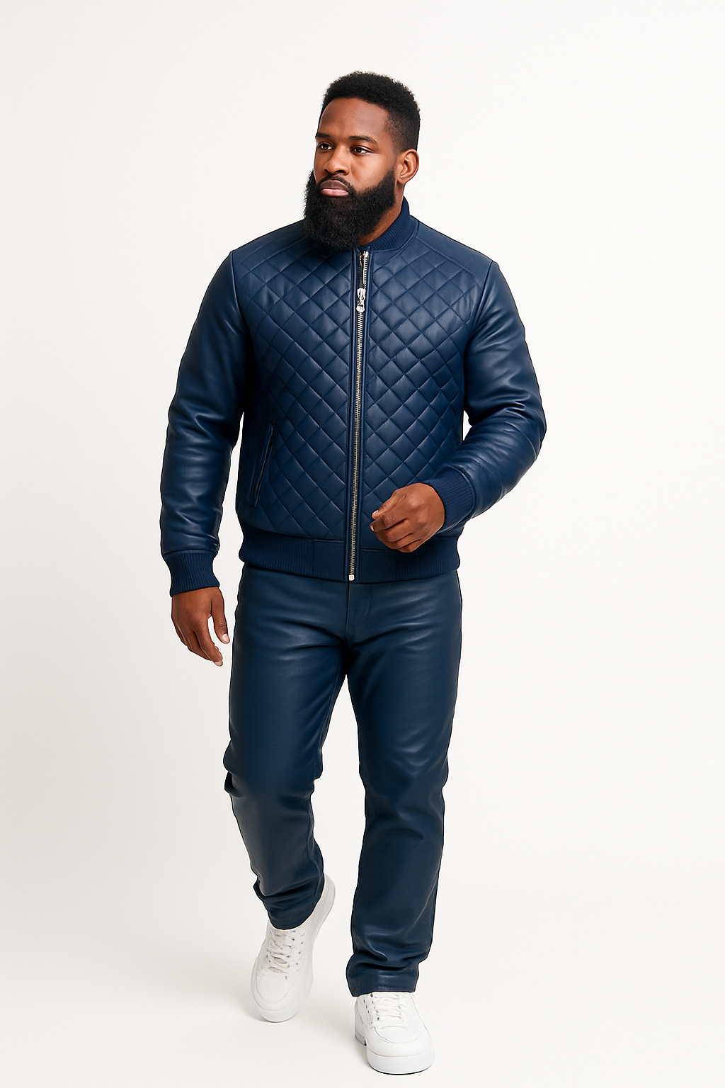 Men's Lucas Jacket & Leather Jean Pants [Navy]