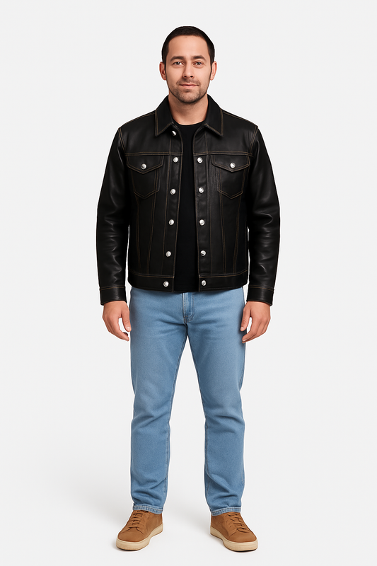 Men's Dylan Jacket Leather [Black/White]