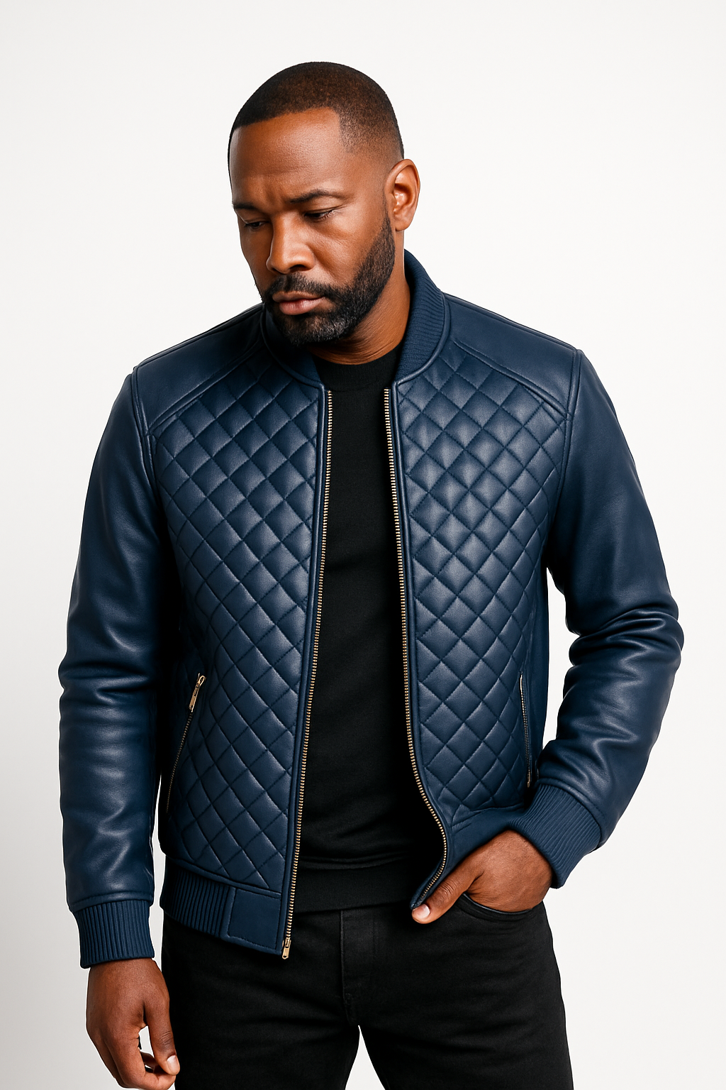Men's Lucas Quilted Leather Bomber Jacket