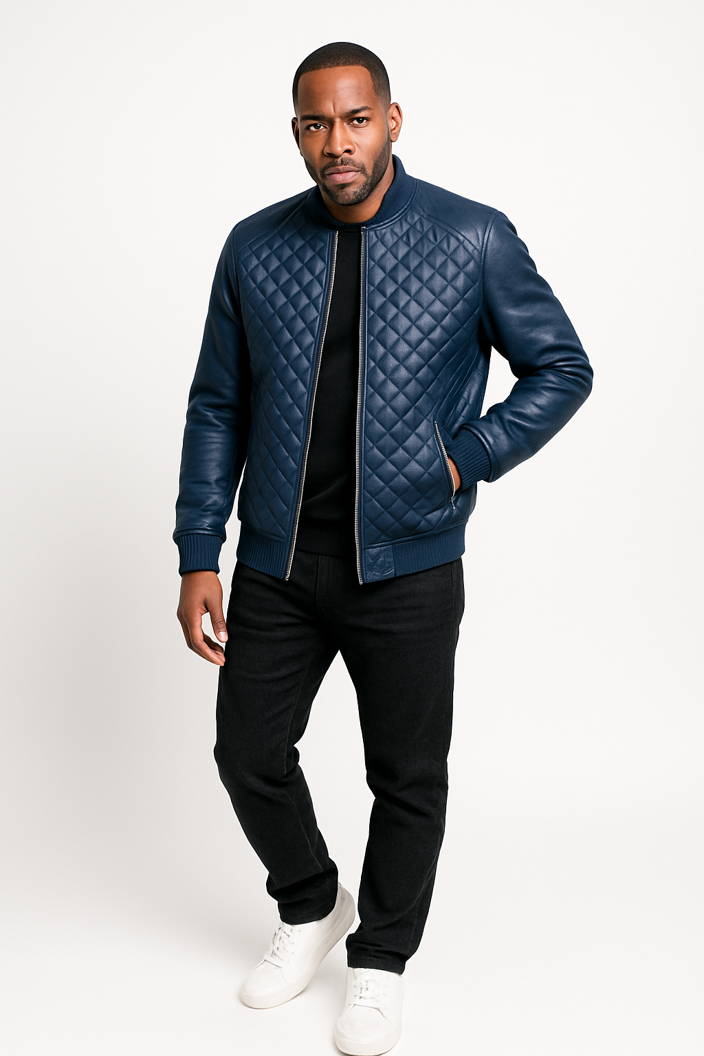 Men's Lucas Quilted Leather Bomber Jacket