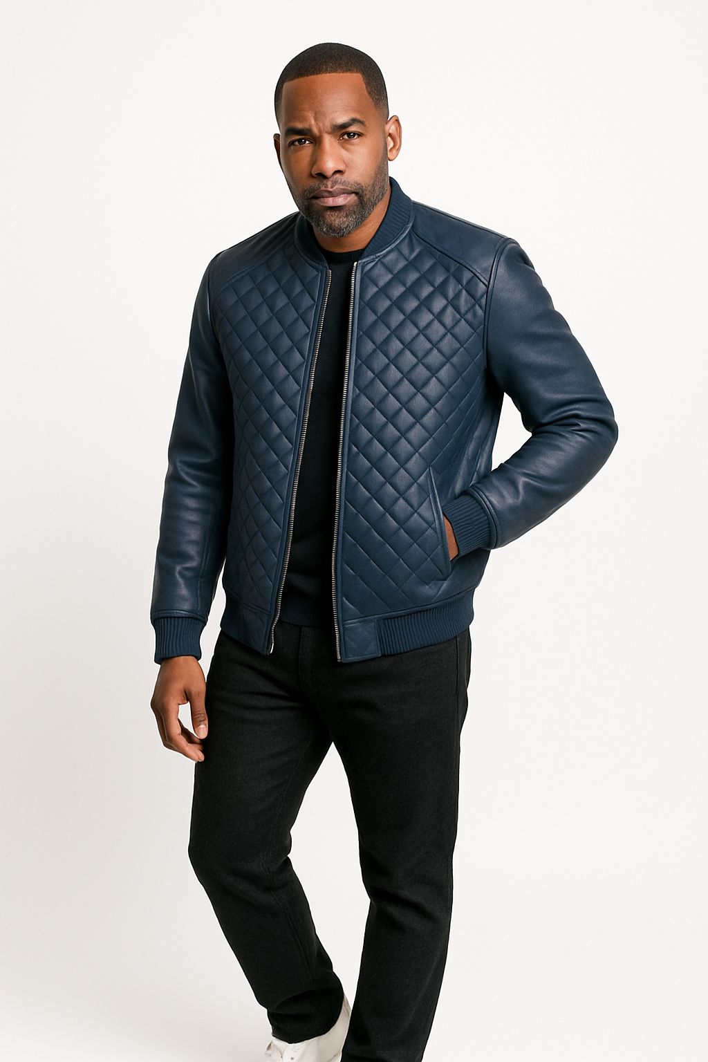 Men's Lucas Quilted Leather Bomber Jacket