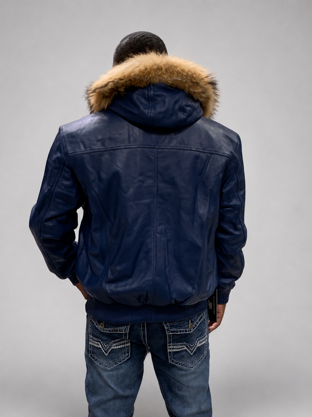Men's Leather Jacket Bomber C [Blue]