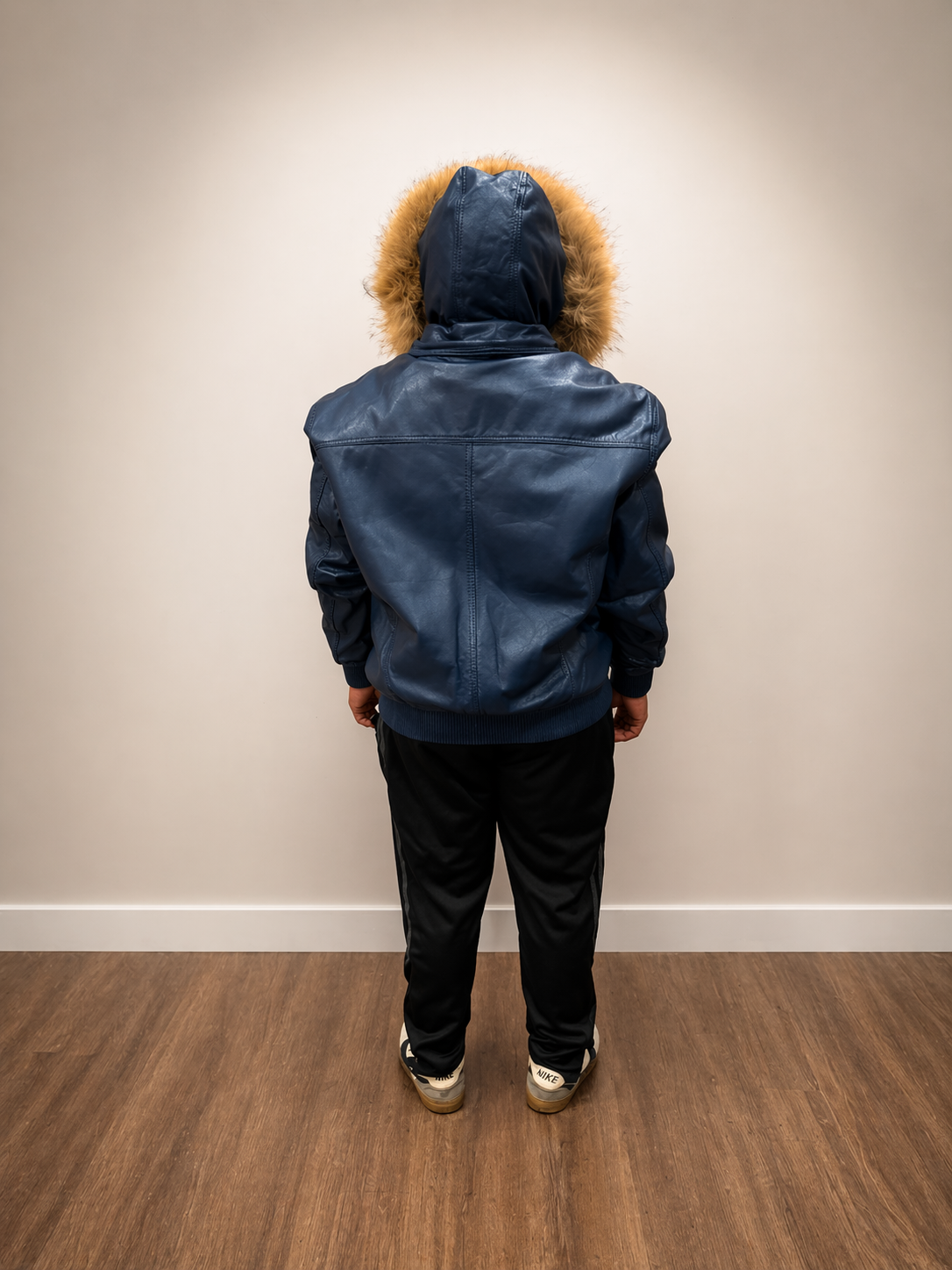 Men's Leather Jacket Bomber C [Blue]