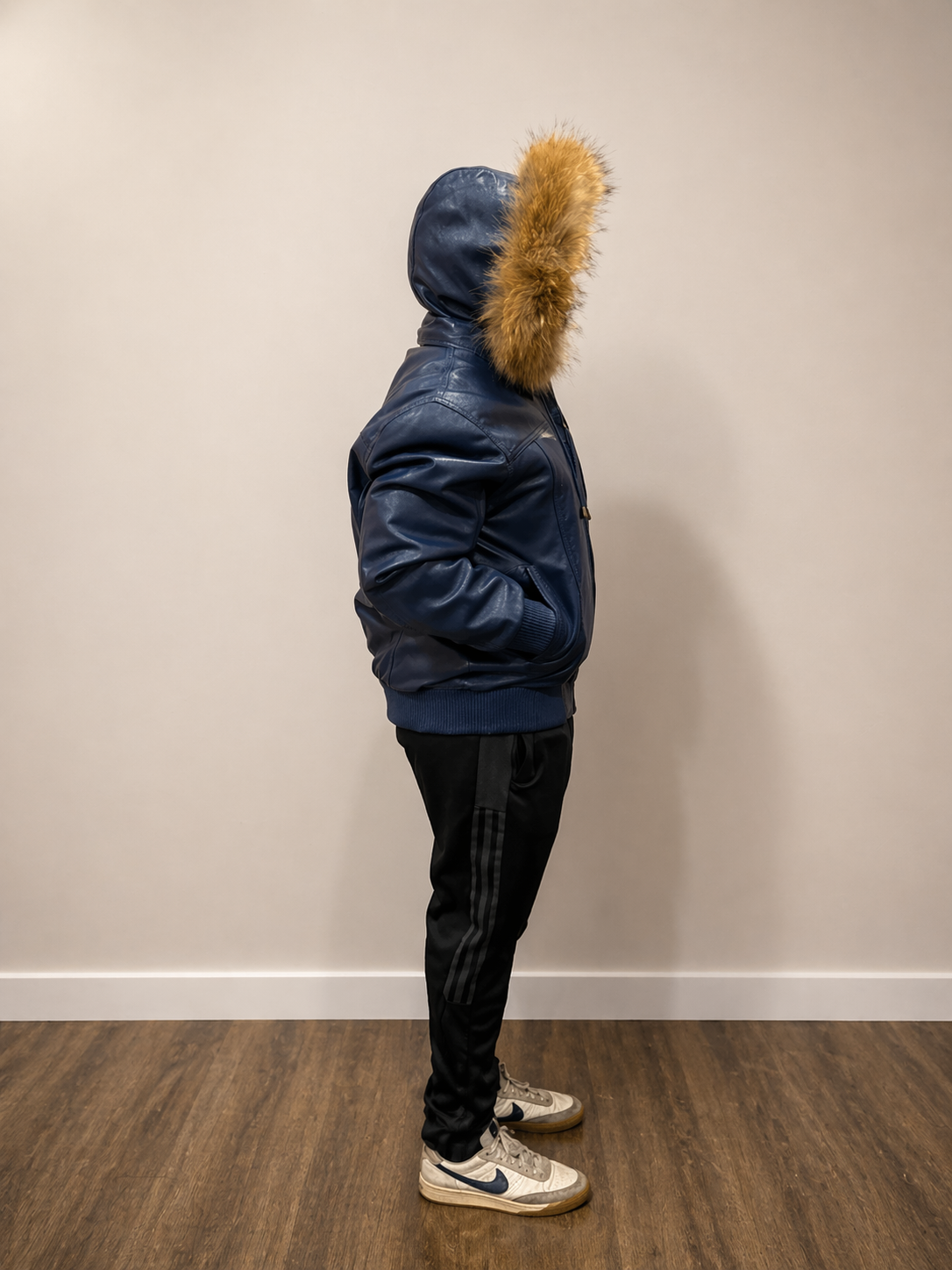Men's Leather Jacket Bomber C [Blue]