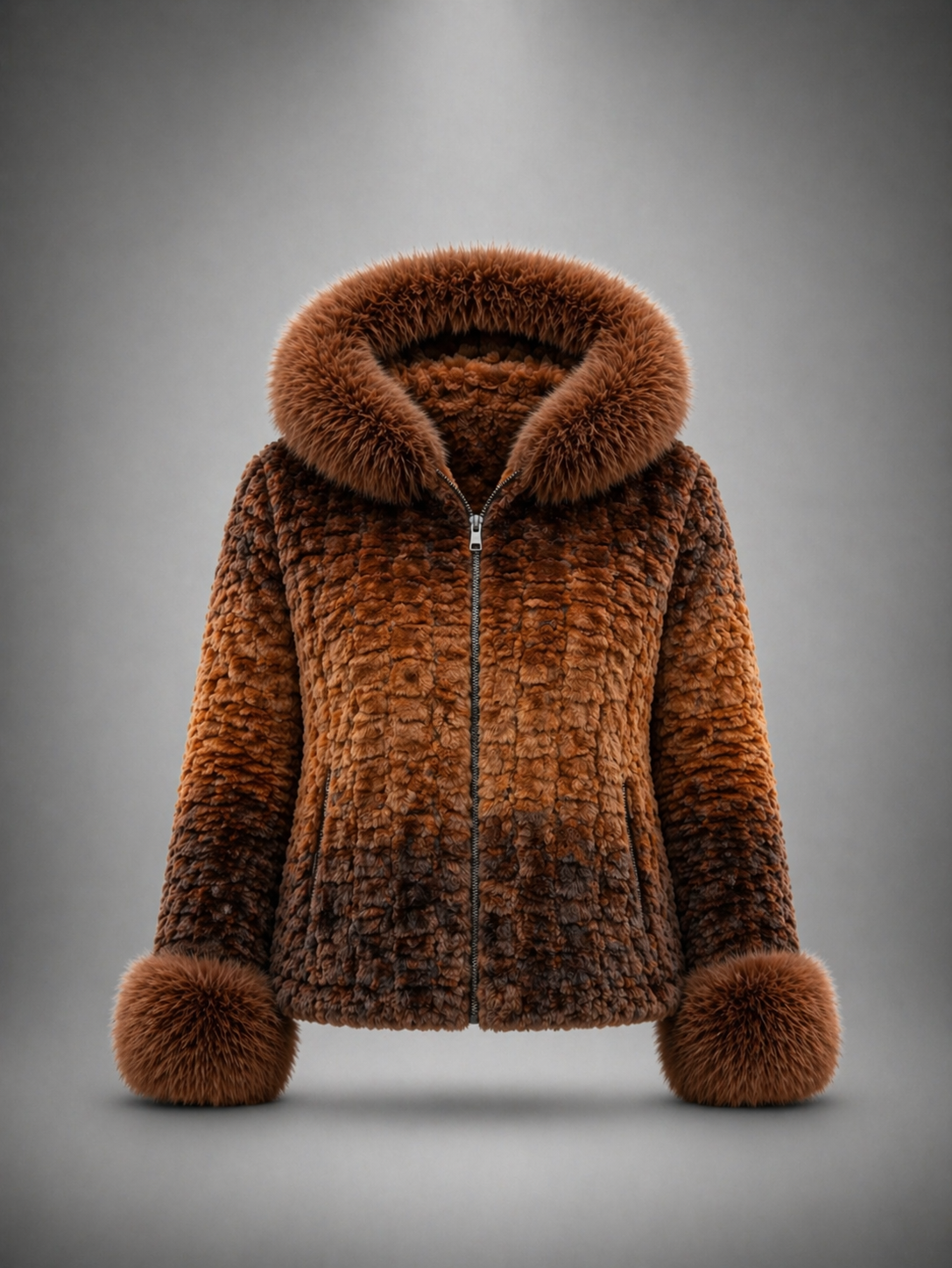 Women’s Ombre Faux Fur Hooded Jacket