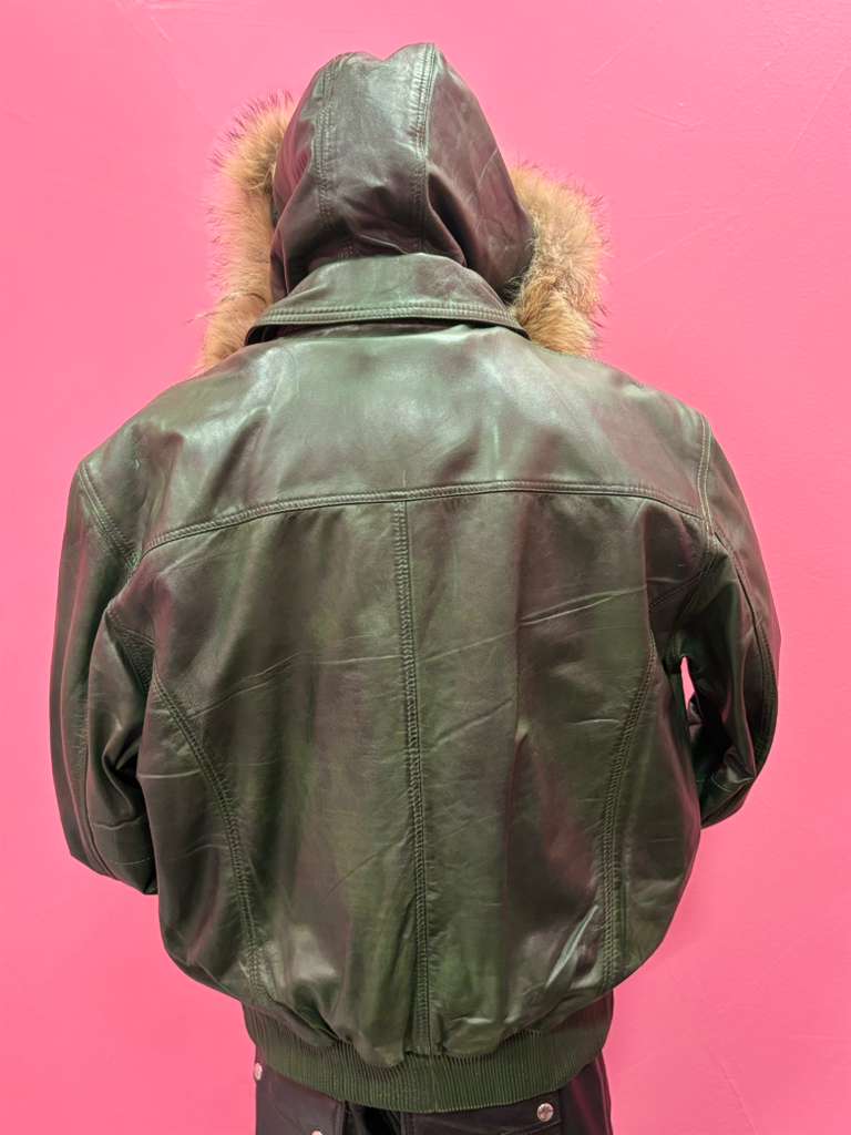 Men's Leather Jacket Bomber C [Green]