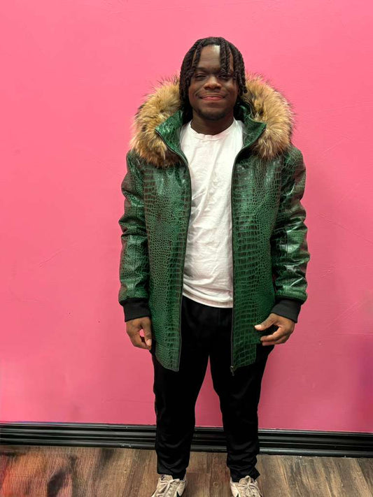 Men's Leather Jacket Croc Trend Style