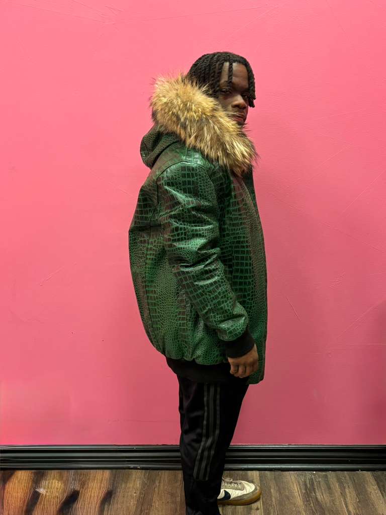 Men's Leather Jacket Croc Trend Style