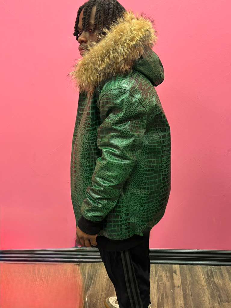 Men's Leather Jacket Croc Trend Style