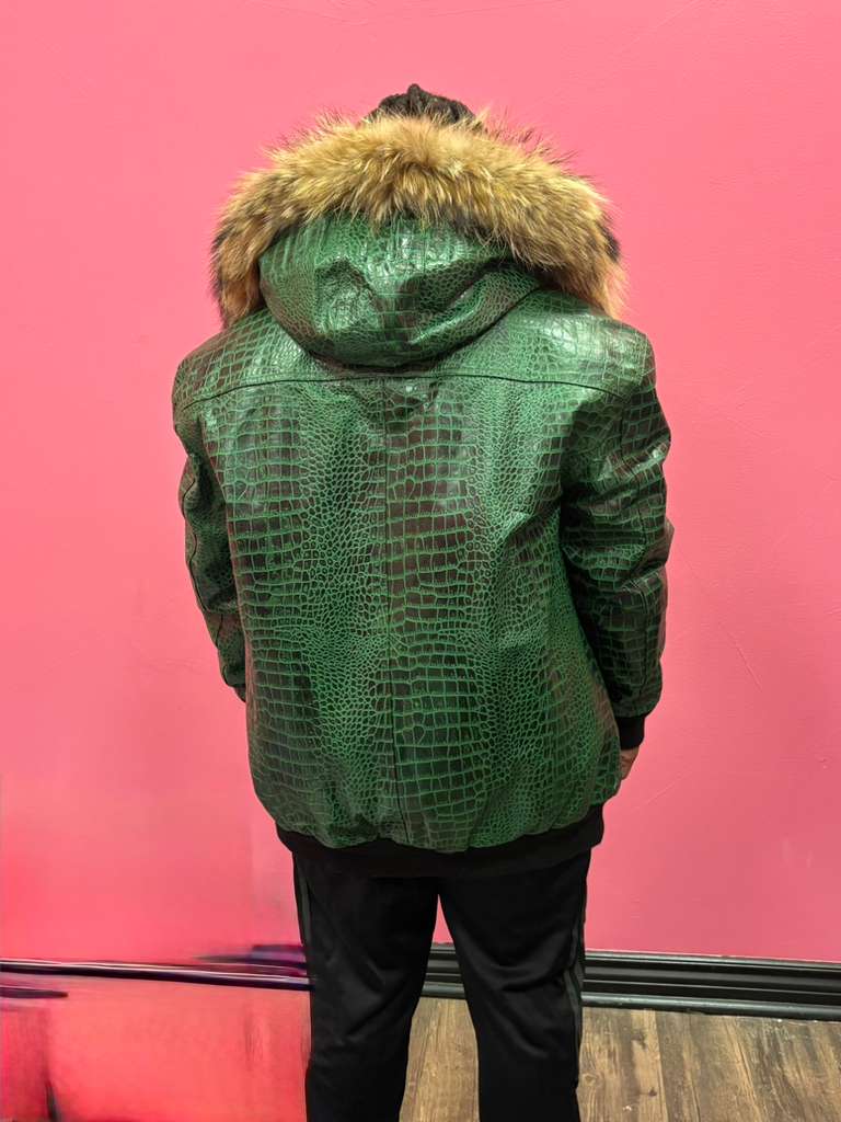 Men's Leather Jacket Croc Trend Style