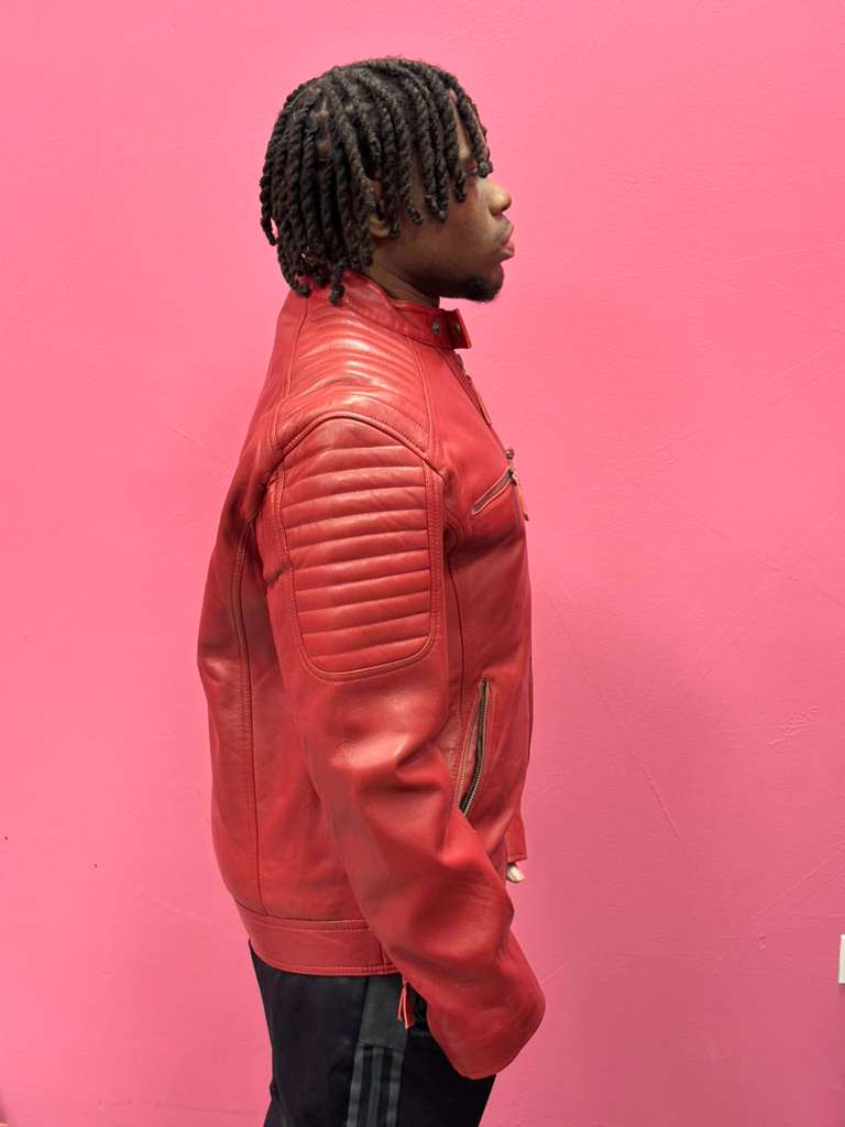 Men’s Red Signature Leather Racer Jacket