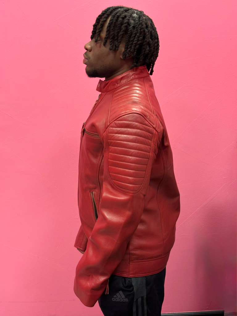 Men’s Red Signature Leather Racer Jacket