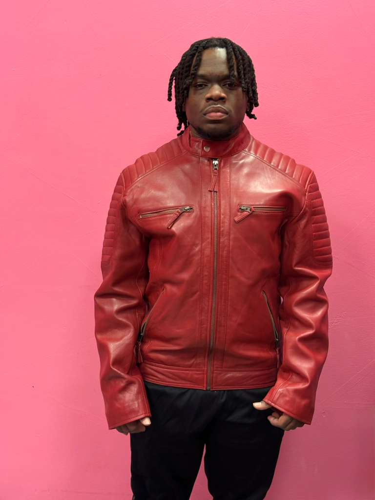 Men’s Red Signature Leather Racer Jacket