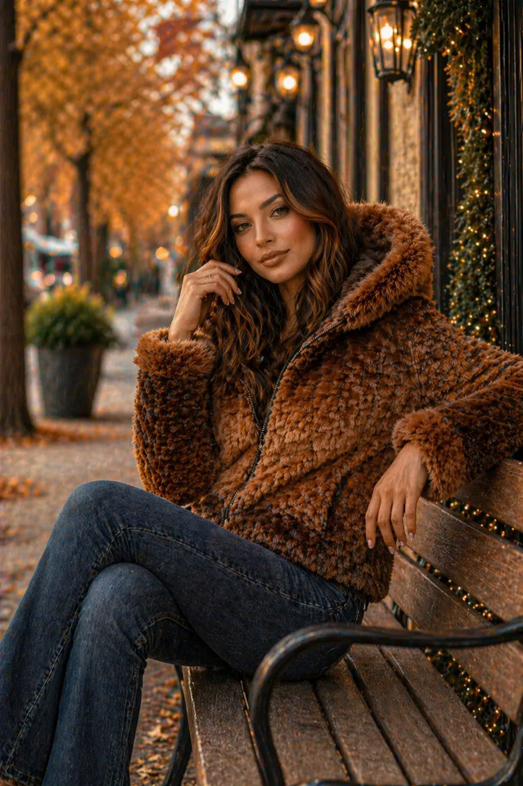 Women’s Ombre Faux Fur Hooded Jacket