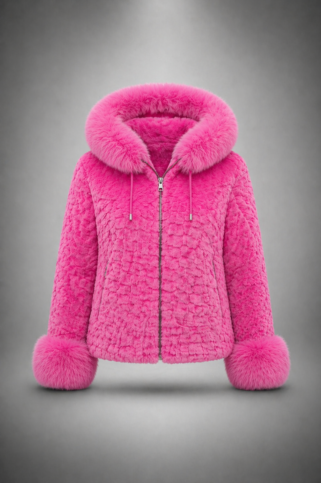 Women’s Pink Faux Fur Hooded Jacket