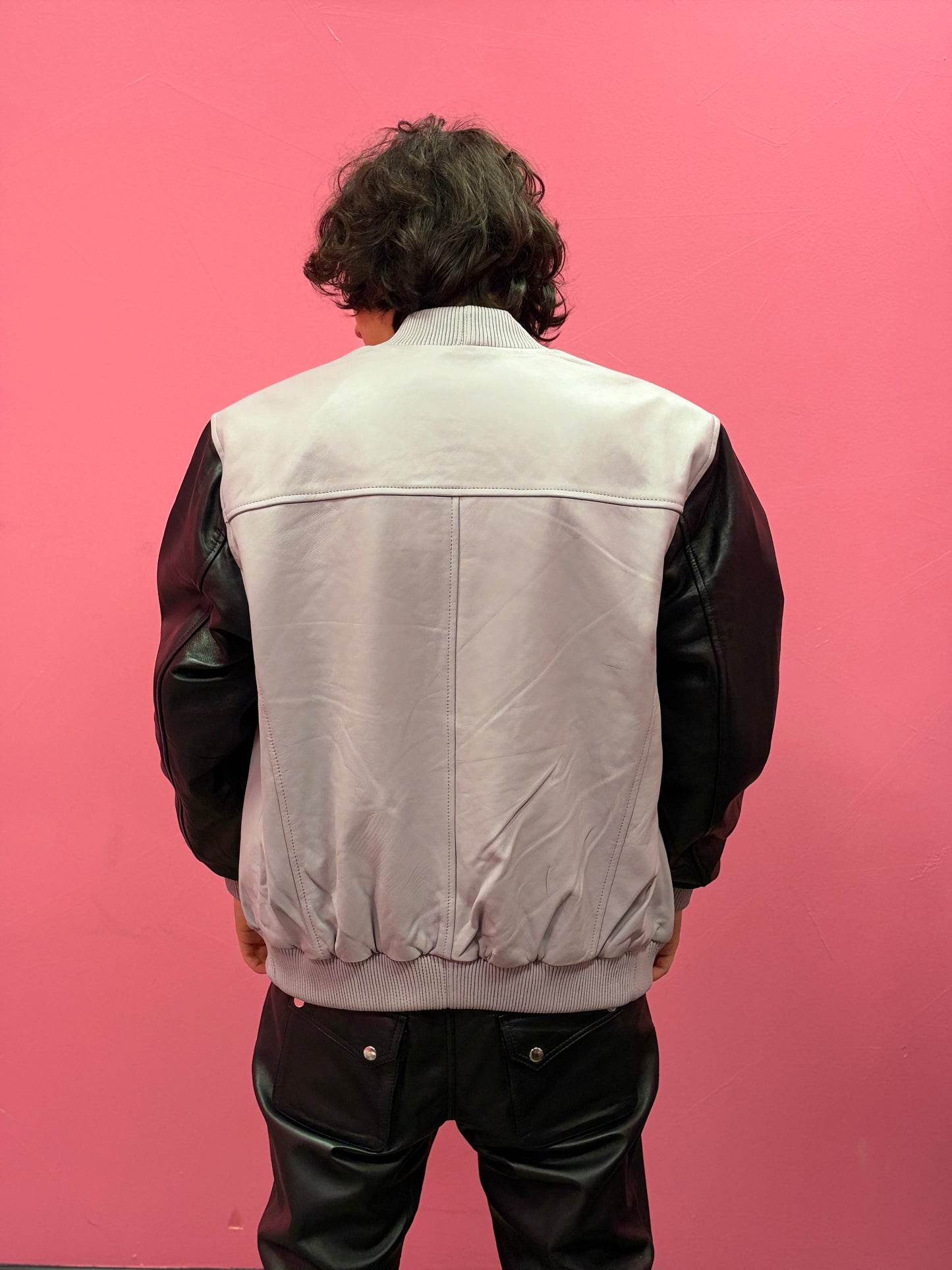 Men's Lucas Quilted Leather Bomber Jacket [Smoke Grey]